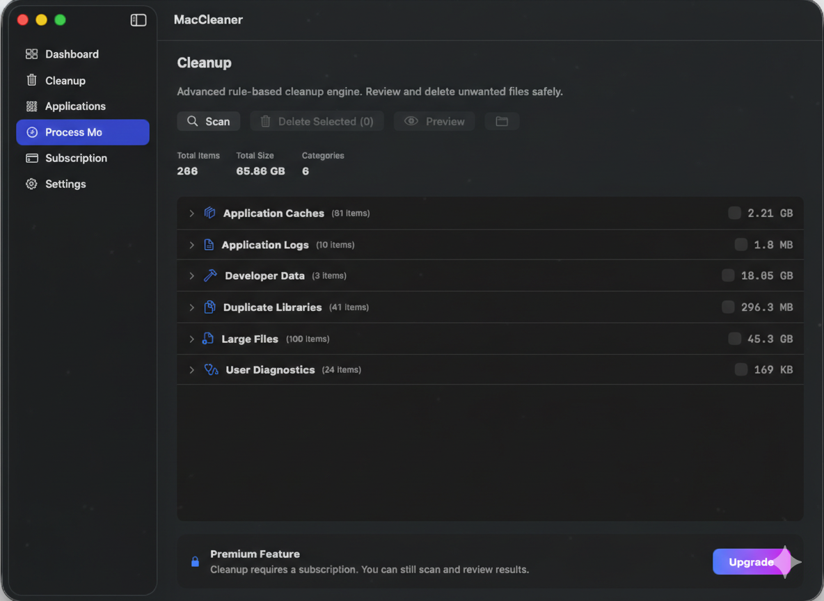 MacCleaner App Screenshot
